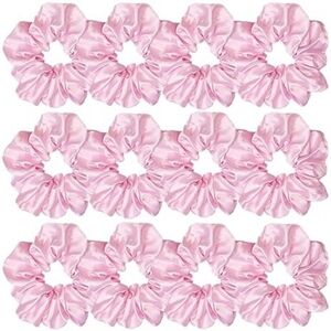 12 Pcs Satin Silk Hair Scrunchies Soft Hair Ties Fashion Hair Bands Hair Bow Rop
